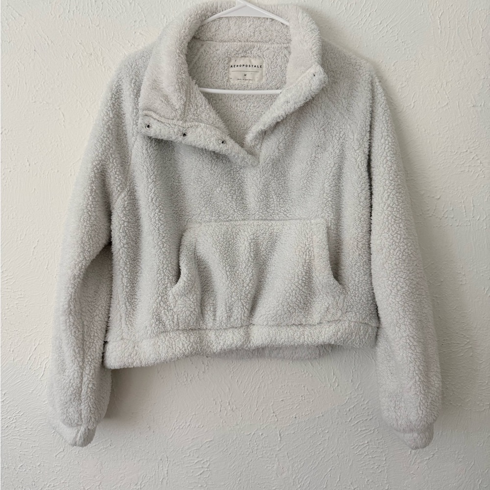 Aeropostale White / Grey Fleece Jacket